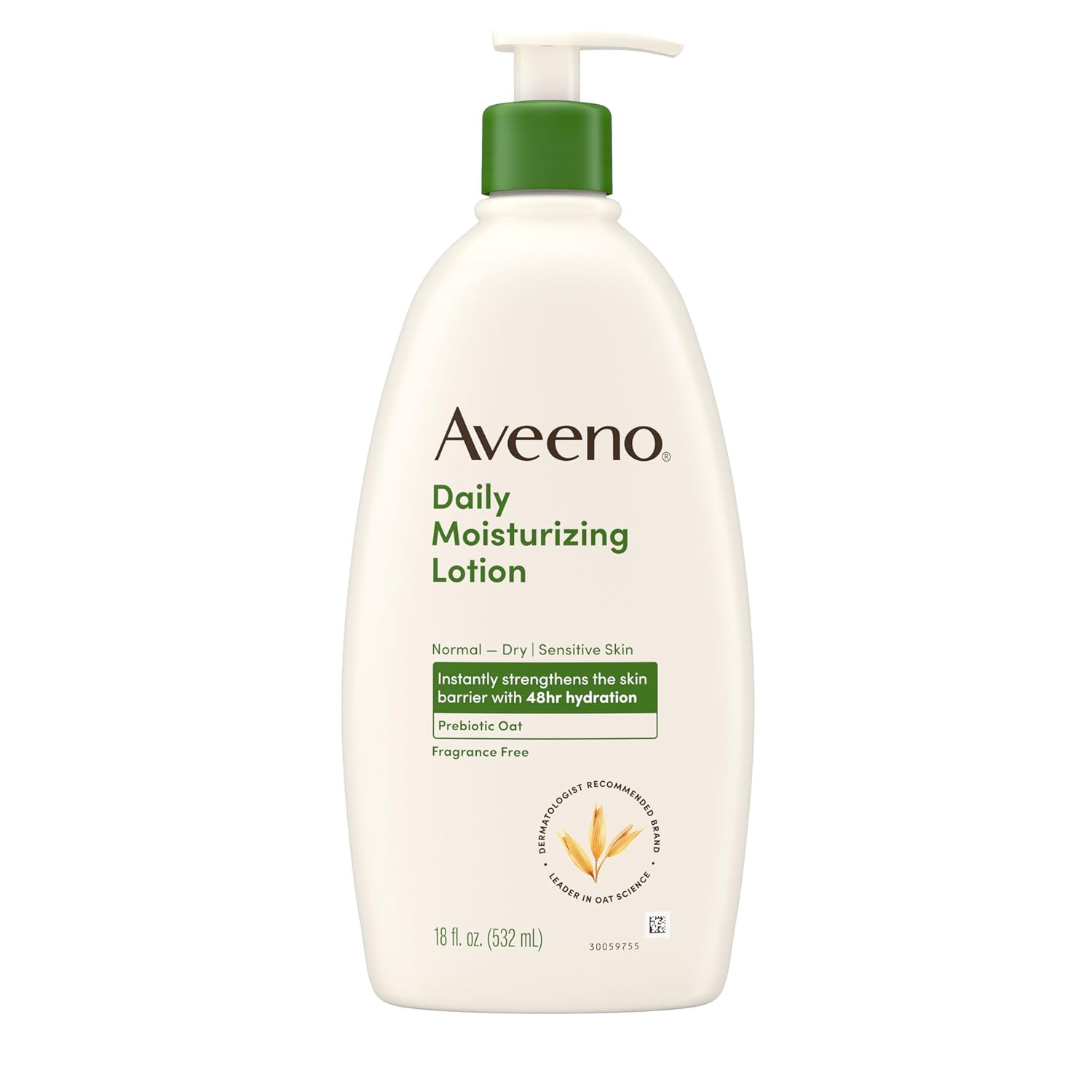 Aveeno Daily Moisturizing Body Lotion, Body Lotion for Dry Skin with Prebiotic Oat, Paraben Free, Fragrance Free, Non-Greasy, Non-Comedogenic Moisturizer, 18 FL OZ - Aveeno - 