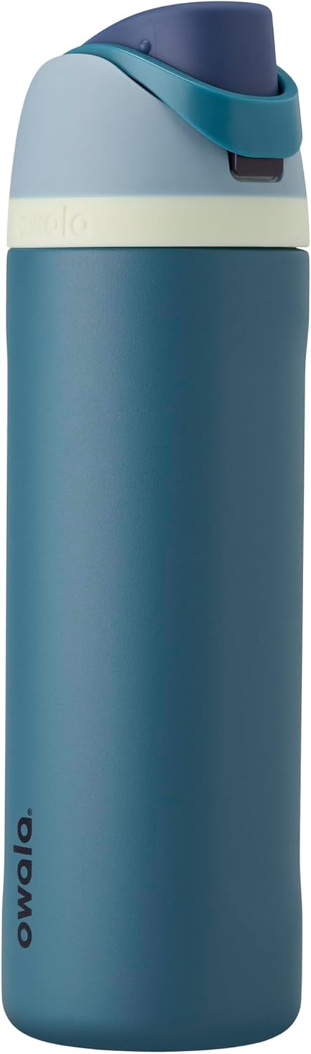 Owala FreeSip Insulated Stainless Steel Water Bottle with Straw, BPA-Free Sports Water Bottle, Great for Travel, 24 Oz, Denim - Amazon - 