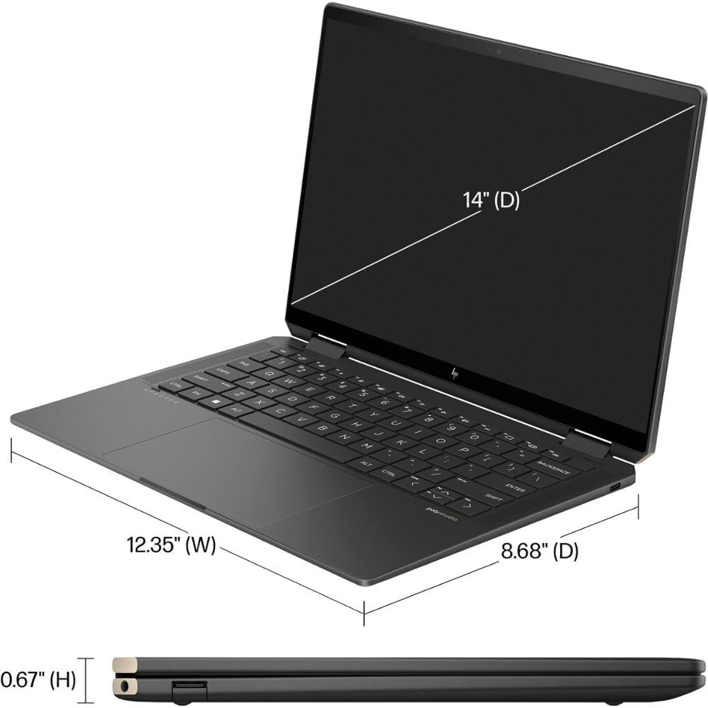 HP Spectre x360 2-in-1 14 Laptop 2024 14” 2880 x 1800 120hz Touchscreen, Intel Evo Core Ultra 7 155H, 16-core, Intel Arc Graphics, 16GB LPDDR5, 2TB SSD, Backlit KB, Thunderbolt 4, FP, Windows 11 Pro - View image 6