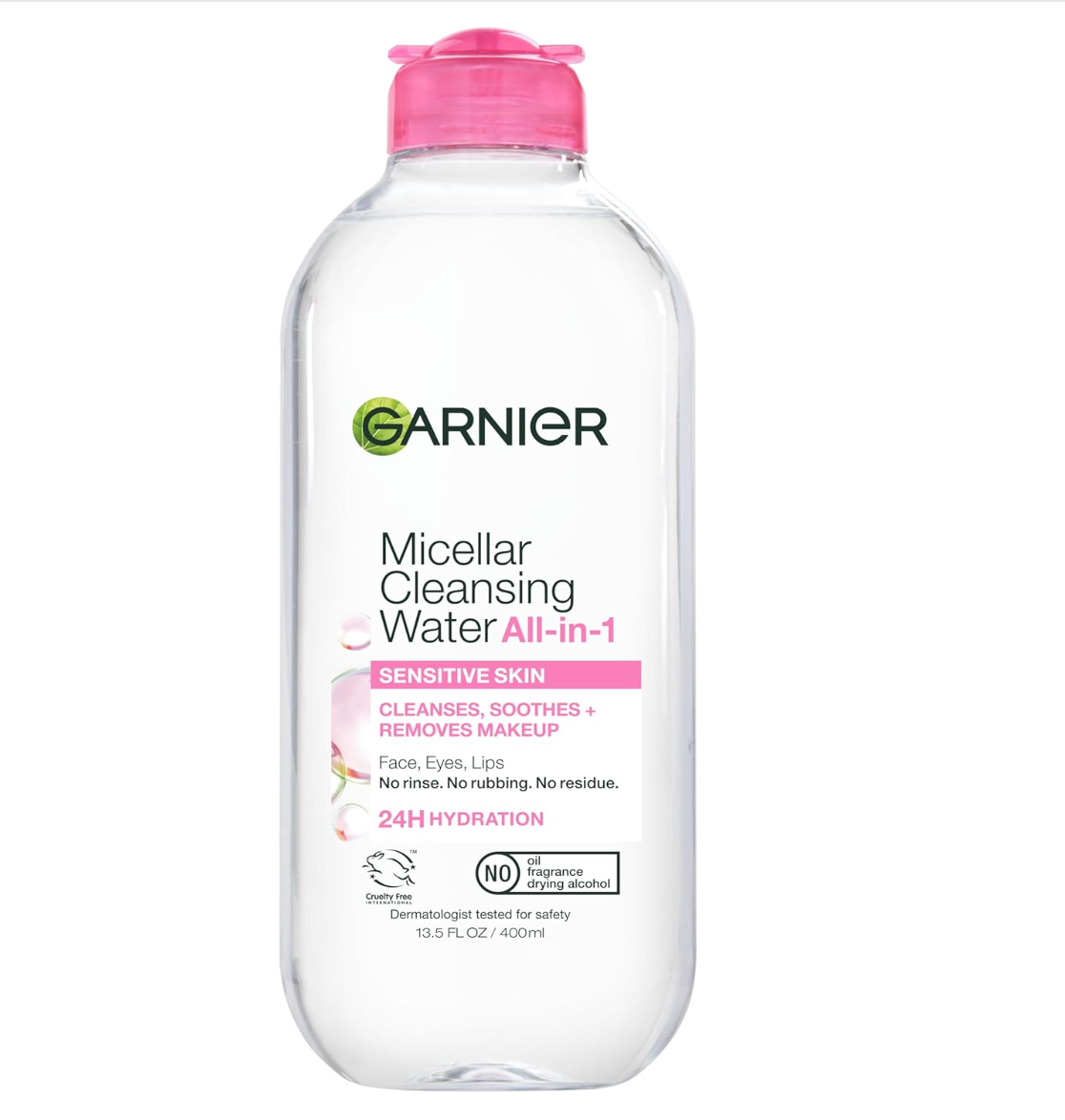 Garnier Micellar Water, Hydrating Facial Cleanser & Makeup Remover, Suitable for Sensitive Skin, Vegan, Cruelty Free, 13.5 Fl Oz (400mL), 1 Count - Amazon - 