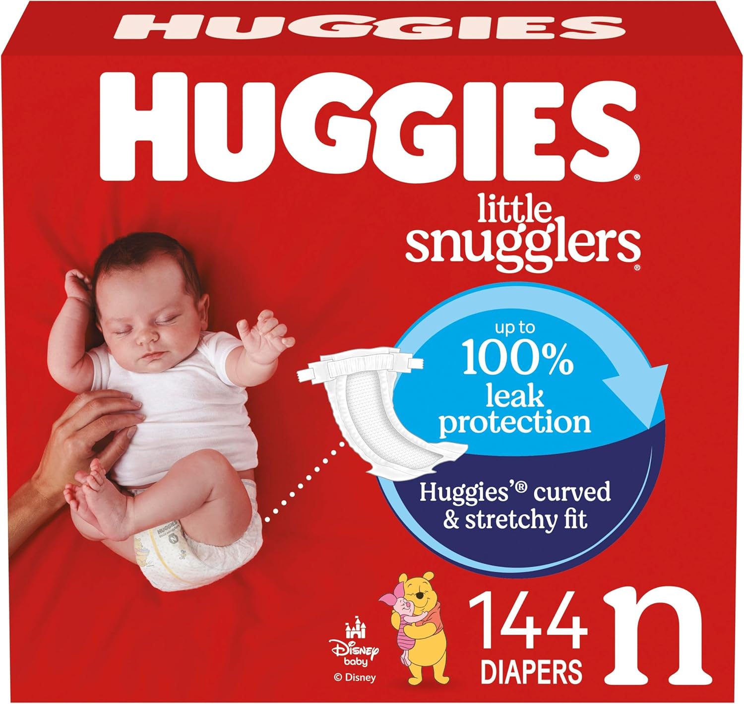Huggies Size Newborn Diapers, Little Snugglers Baby Diapers, Size Newborn (up to 10 lbs), 144 Count, Packaging May Vary - Huggies - 