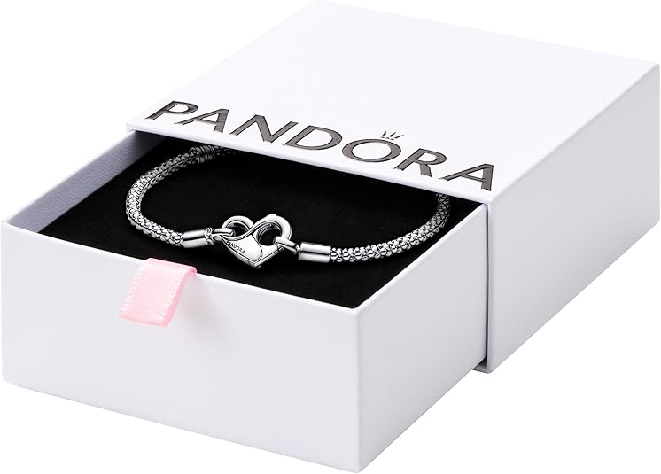 Pandora Moments Studded Chain Bracelet - Compatible Moments Charms - Gift for Her - Sterling Silver - With Gift Box - Pandora - 