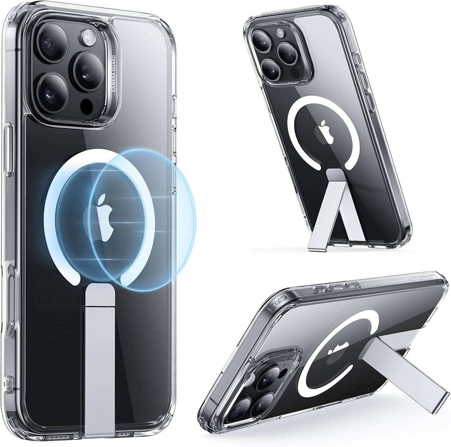 ESR for iPhone 16 Pro Case with Kickstand, Military-Grade Shockproof Protection, Magnetic Fully Adjustable Flickstand Phone Case, Compatible with MagSafe Accessories, Boost Series, Clear - ESR - 