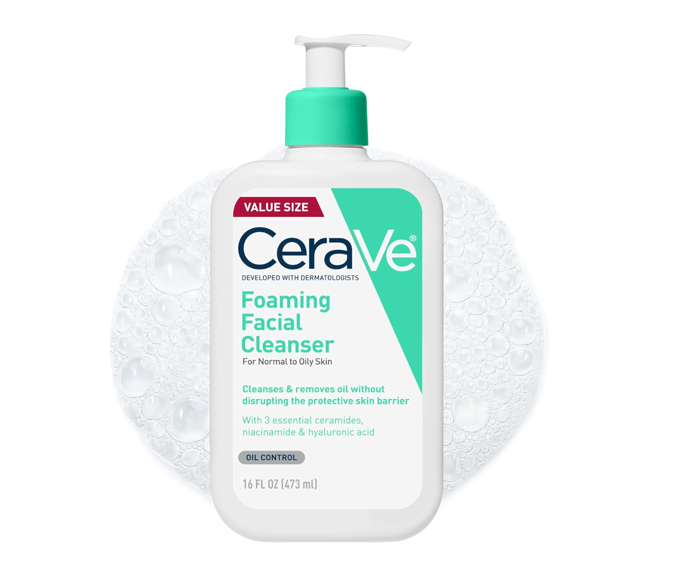 CeraVe Foaming Facial Cleanser, Daily Face Wash for Oily Skin, Hyaluronic Acid + Ceramides + Niacinamide, Fragrance Free & Paraben Free, Non-Drying Oil Control Face Wash, 16 Fluid Ounces - Amazon - 