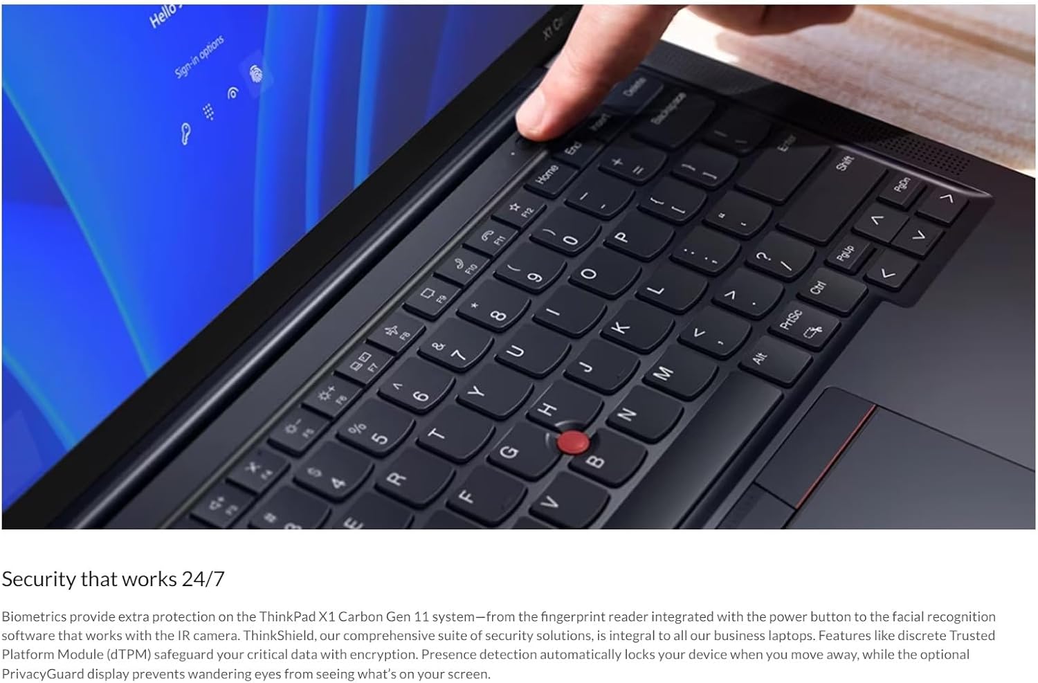Lenovo Gen 11 ThinkPad X1 Carbon Laptop with Intel Core i7-1365U vPro Processor, 14" WUXGA 100% sRGB Anti-Glare Touchscreen, 32GB LPDDR5 RAM, 1TB Gen4 Performance SSD, Thunderbolt, and Windows 11 Pro - View image 3