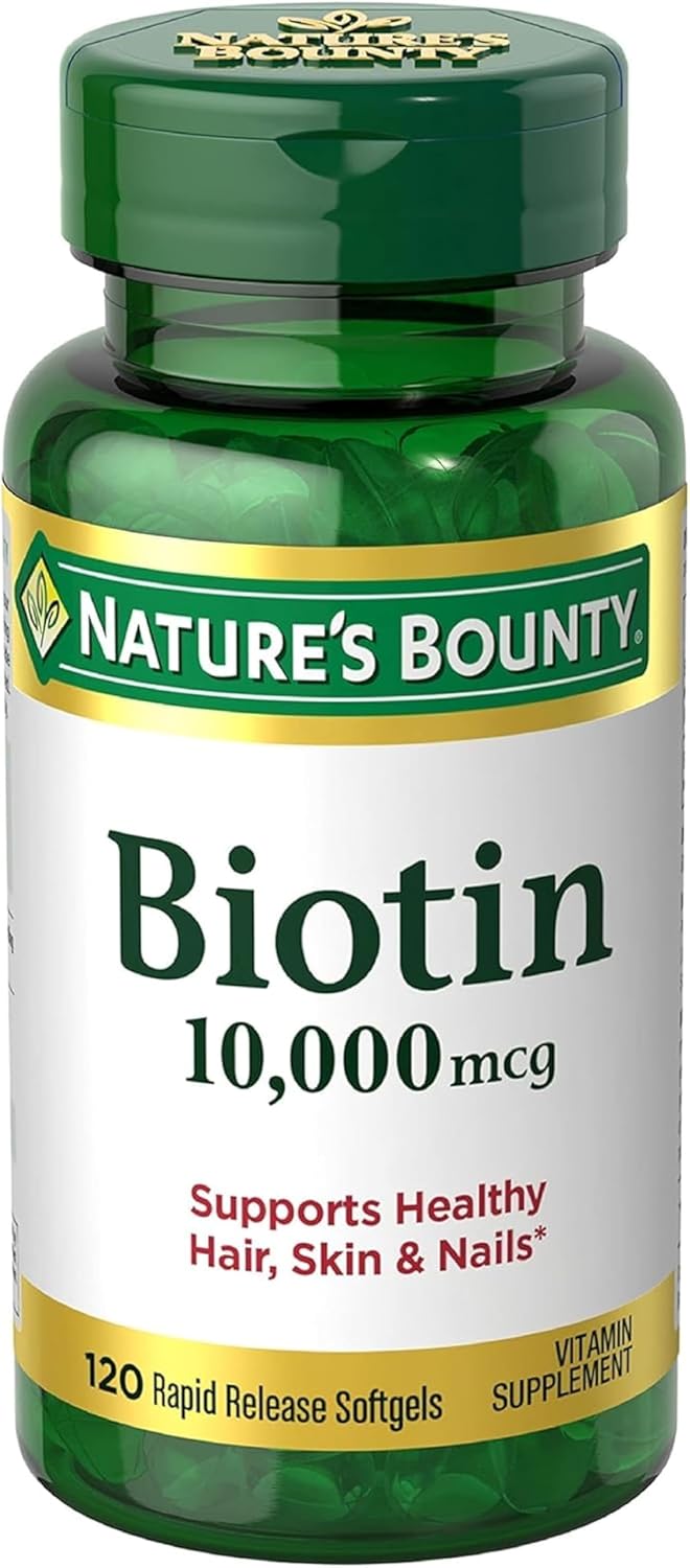 Nature's Bounty Biotin 10000 mcg, Supports Healthy Hair - Skin and Nails - Rapid Release Softgels - 120 Ct - Amazon - 