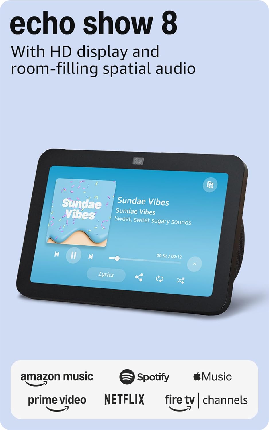 Amazon Echo Show 8, With Spatial Audio, Smart Home Hub, ideal for open living spaces, Designed for Alexa+, Charcoal - Amazon - 