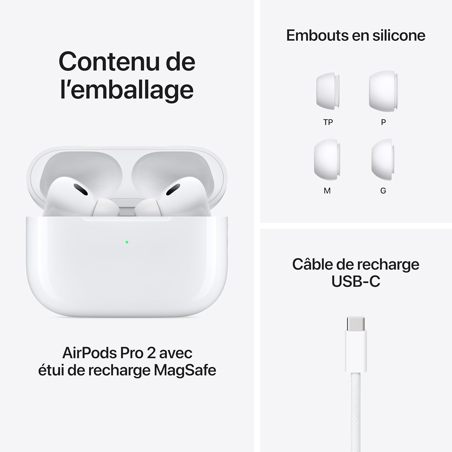 AirPods Pro (2nd Generation) Wireless Ear Buds with USB-C Charging, Up to 2X More Active Noise Cancelling Bluetooth Headphones, Transparency Mode, Adaptive, Personalized Spatial Audio, White - View image 3