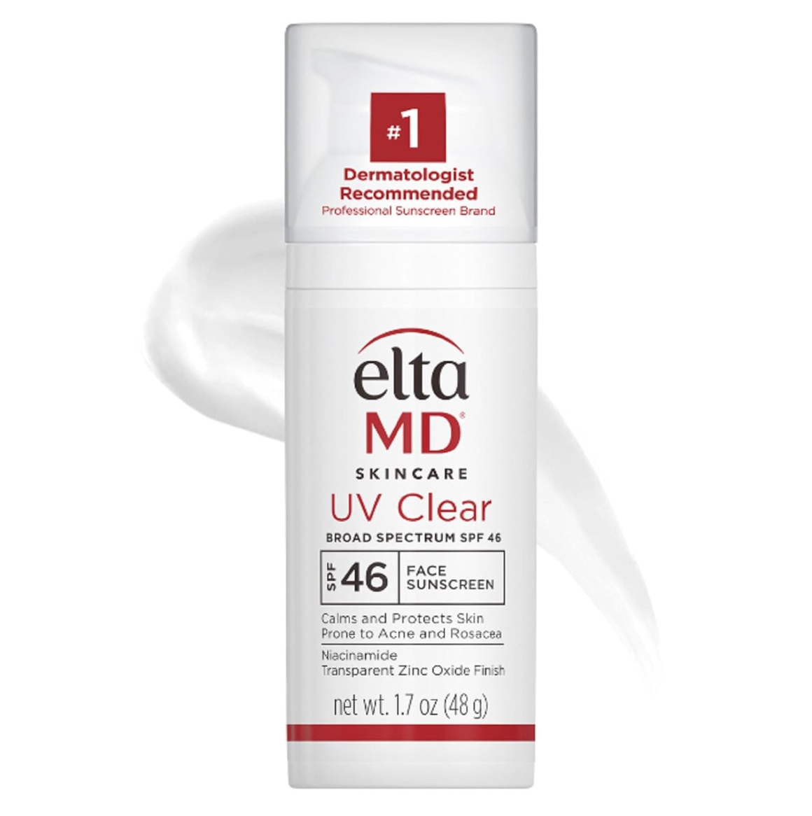 EltaMD UV Clear Face Sunscreen SPF 46, Oil-Free Sunscreen with Zinc Oxide, Dermatologist Recommended - Amazon - 