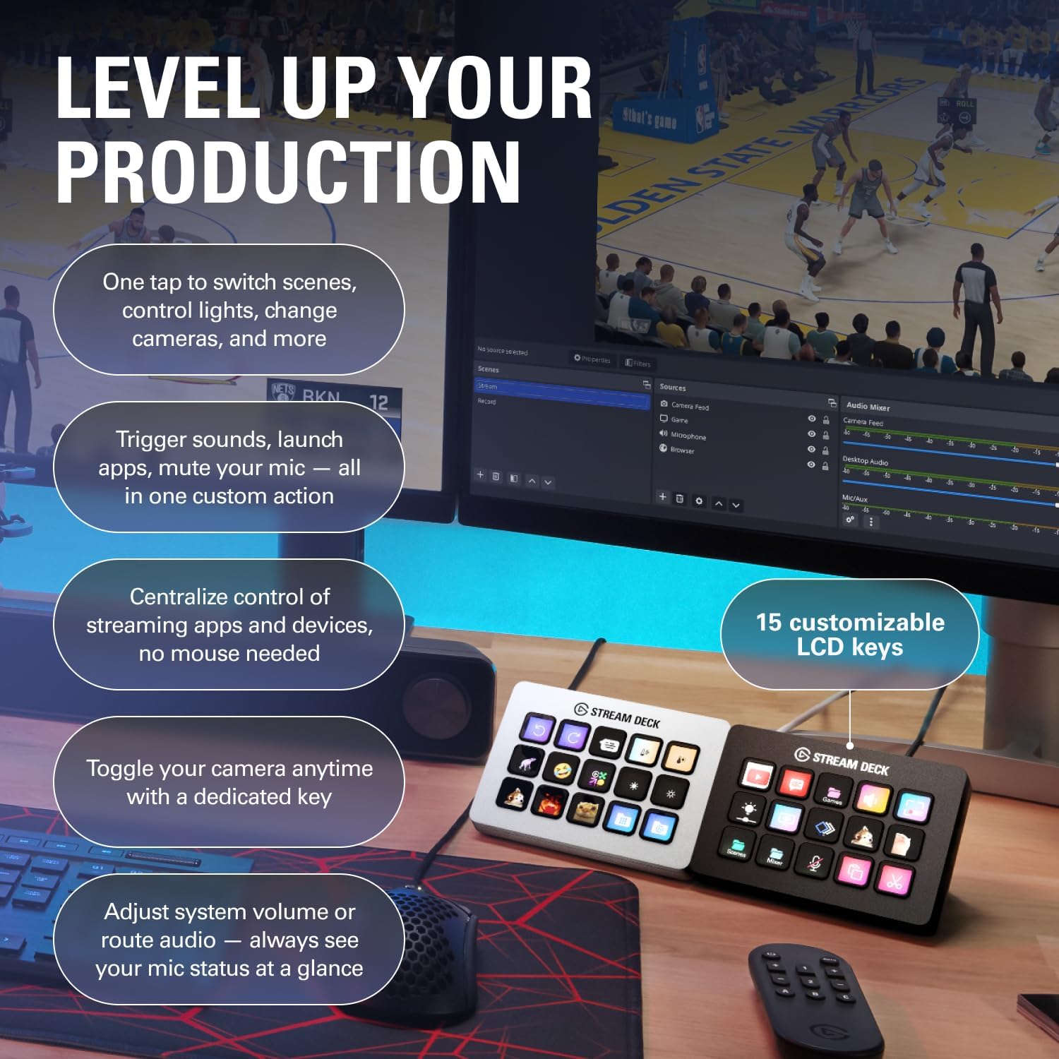 Elgato Stream Deck MK.2 – Studio Controller, 15 macro keys, trigger actions in apps and software like OBS, Twitch, ​YouTube and more, USB, works with Mac and PC - View image 10