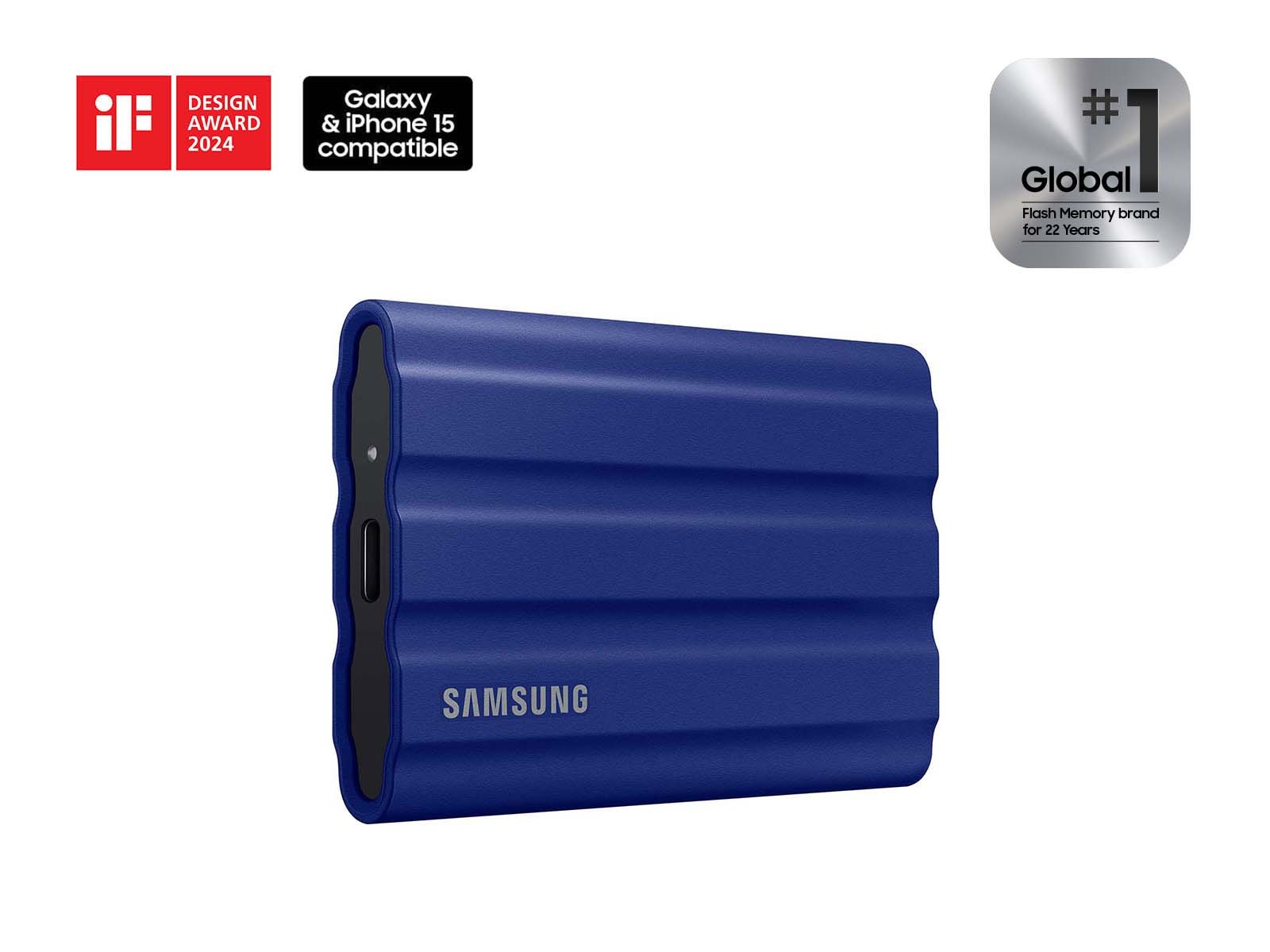 Samsung 1TB Portable SSD T7 Shield USB 3.2 Gen 2 (Blue) - Samsung - 
