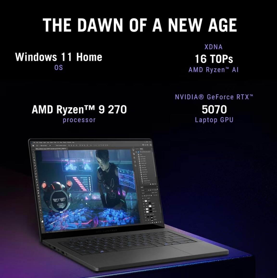 ASUS ROG Zephyrus G14 AI Gaming Laptop 14.0" 120Hz Display (AMD Ryzen 9 270, GeForce RTX 5070 8GB, 32GB LPDDR5X, 2TB PCIe SSD, RGB Keyboard, WiFi 7, Webcam, Win 11 Pro) w/DKZ USB Port Expander - View image 6