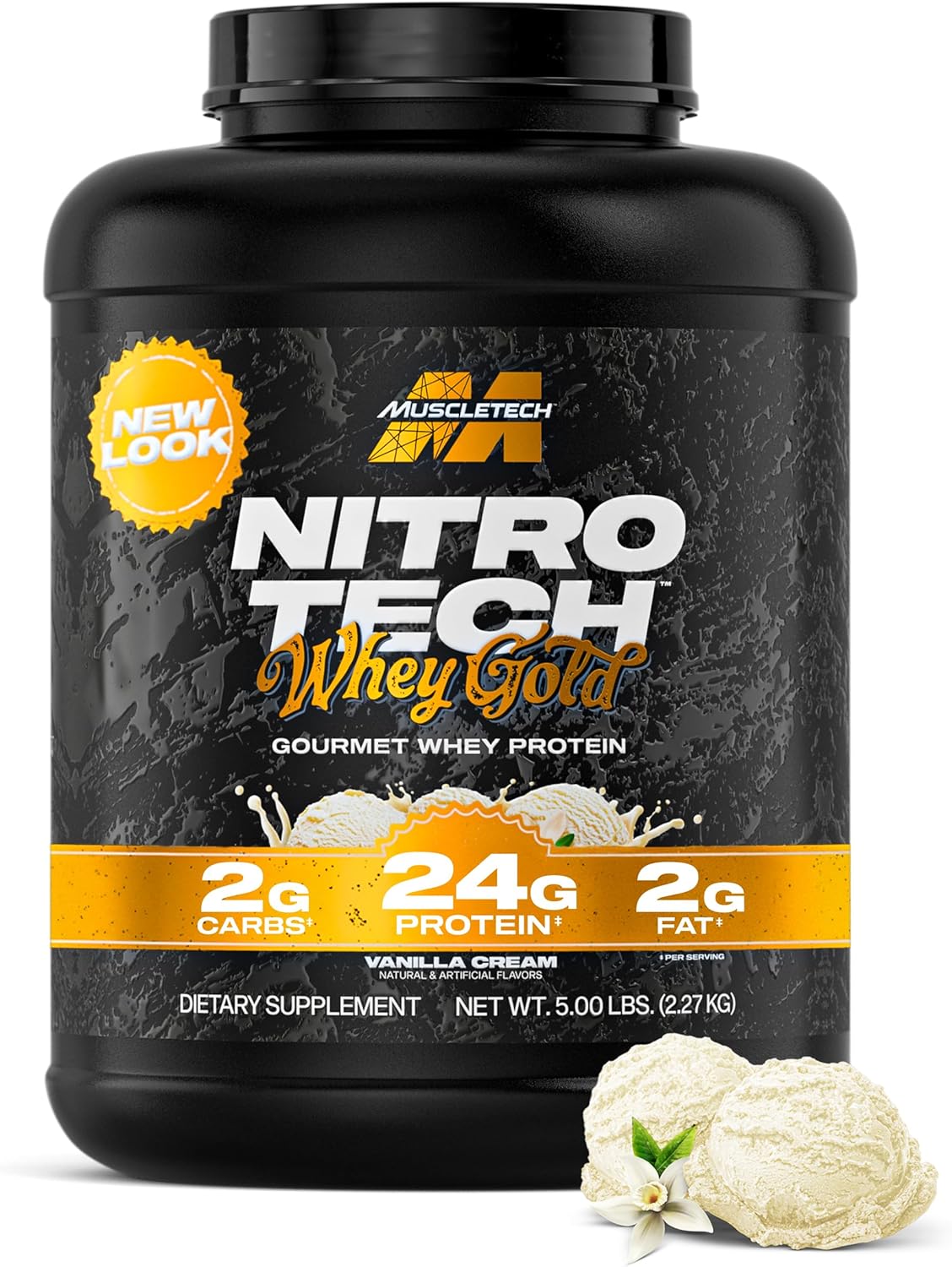 MuscleTech Whey Protein Powder (Vanilla Cream, 5LB) - Nitro-Tech Whey Protein Isolate Smoothie Mix for Lean Muscle & Recovery - 24g of Whey Gold for Women & Men - Amazon - 