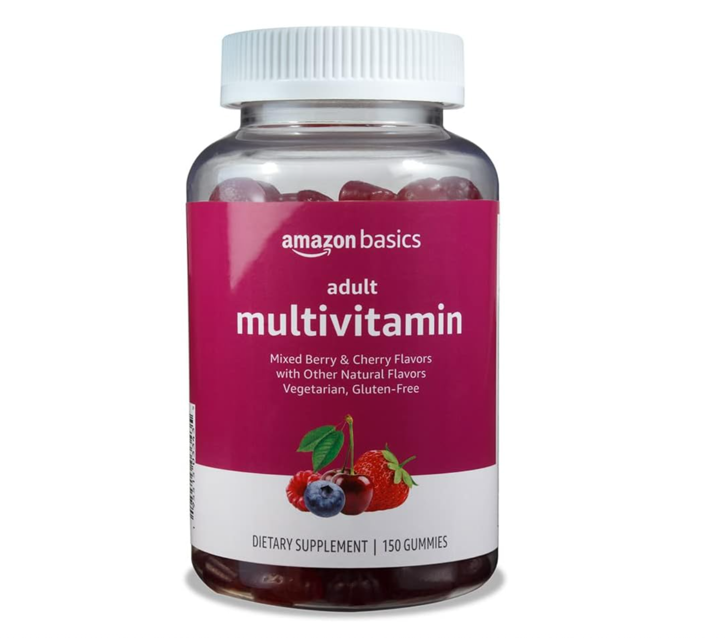 Amazon Basics Adult Multivitamin Gummies, Mixed Berry & Cherry Flavors, 150 Count, 75-Day Supply, Pack of 1 (Previously Solimo) - Amazon - 